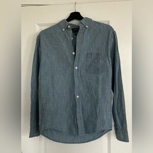 Lands' End Womens Casual Denim Blue Shirt